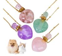MIXIUJIEN Love in Every Heartbeat - 4 PCS Natural Heart-Shaped Crystal Pet Memorial Necklaces - Holds Ashes & Fur, Eases Goodbye with Gentle Presence(4pcs)