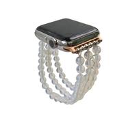 MIXIUJIEN LWQCHWHealing Crystal Beaded Strap Watch Band Compatible for Emotional Balance & Positive Energy watch band beaded (15-Rose Quartz, Rose pink 42/44/45-22mm)(21-Opalite,Silver 42/44/45-22mm)