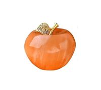 MIXIUJIEN Moroccan Natural Gypsum Christmas Apple Sculpture - Handcrafted Decorative Crystal Apple with Golden Leaf, Holiday Decor(Orangeapple), One Size, Agate
