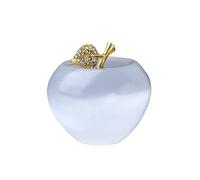 MIXIUJIEN Moroccan Natural Gypsum Christmas Apple Sculpture - Handcrafted Decorative Crystal Apple with Golden Leaf, Holiday Decor(Orangeapple), One Size, Agate
