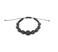 MIXIUJIEN Natural Shungite Bead Bracelet - Adjustable Handmade Macrame Bracelet for Negative Energy Protection and Healing, Unisex Jewelry