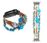 MIXIUJIEN Natural Stone Beaded Bracelet for Apple Watch - Handmade Stretch Strap with Crystal Beads & Tassel Compatible with 38mm 40mm 41mm Apple Watch Models(B), One Size, No Gemstone