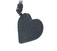 MIXIUJIEN Shungite Heart Pendant Necklace for Loved You Ones Activating and Re-balance Heart and Throat Chakras (Leather Rope, Tree), Nylon Rope, Agate
