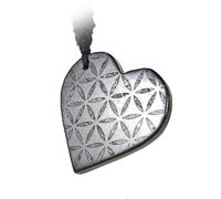 MIXIUJIEN Shungite Heart Pendant Necklace for Loved You Ones Activating and Re-balance Heart and Throat Chakras (Leather Rope, Tree), Nylon Rope, Agate