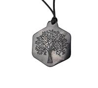 MIXIUJIEN Shungite - Men's Jewelry - Sacred Geometry formulas pattern - Shungite Stone Type II - Pendant Necklace (Wisdom Tree), One Size, Agate