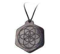 MIXIUJIEN Shungite - Men's Jewelry - Sacred Geometry formulas pattern - Shungite Stone Type II - Pendant Necklace (Wisdom Tree), One Size, Agate