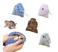 MIXIUJIEN Sugar Glider Pouch Set 4 Pack, Warm Sleeping Bags for Sugar Gliders, Soft Fleece Hanging Bonding Pouch for Small Pets, Drawstring Travel Nest for Cage Use