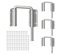 Mixizigoz New Patio Sliding Door Loop Lock - 2-3/8 Inch U-Shaped Loop Latch, 90/180 Degree Home Security Lock for Sliding Doors, Windows, Barns, Gardens, Screens (Silver-4 Pcs)