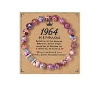 MIXJOY 50th 60th 70th Birthday Bracelet for Grandma Mom Aunt Sister Friends, Turning Happy Bday Moonstone Gift Idea for Women, M, Stainless Steel, no gemstone