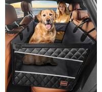 MIXJOY Dog Car Seat for Large/Medium Dogs, Waterproof Car Back Seat with Hard Bottom for Large Sized Dog, Scratch Proof Back Seat Extender with Storage Pocket for Travel