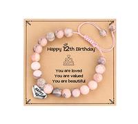 MIXJOY Happy Birthday Gifts for Women, Birthday Braided Beads Bracelet Gifts for Turning Age Daughter Granddaughter Niece, M, Stainless Steel, no gemstone