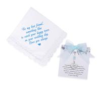 MIXJOY Something Blue Bridal Gift Wedding Day Bridal Blue Pearls Angel Wings Bouquet Garter for Bride