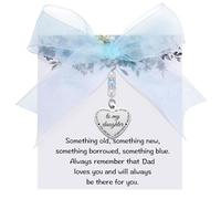 MIXJOY Something Blue Gifts for Daughter - Bride to Be Pearl Bouquet Garter Clasp Charm Gift from Dad, Wedding Day Bride Accessories, Bridal Shower Jewelry, Daughter's Bachelorette Party Gift