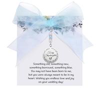 MIXJOY Stepdaughter Something Blue Bride Gift - Wedding Accessory with Blue Pearl Ribbon, Bride Pearl Bouquet Garter Charm Gifts from Stepmom, Bridal Shower Gift, Engagement Gifts for Step Daughter