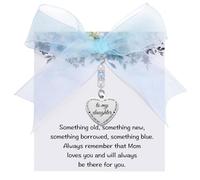 MIXJOY To My Daughter Bride Gift from Mom, Something Blue, Wedding Day Bride to Be Pearl Bouquet Garter Charm, Bride Accessories, Bridal Shower Gifts, Daughter's Bachelorette Party Gift