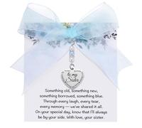 MIXJOY Wedding Day Sister Gift, Something Blue Pearl Bouquet Garter Charm Gift for Sisters, Bridal Shower Gifts, Sister's Bachelorette Party Pearl Jewelry, New Bride Wedding Accessory for Sister