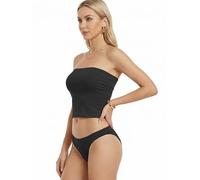 MixMatchy Women's Causal Strapless Basic Backless Tube Top Pack, Black, XS