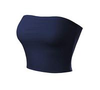 MixMatchy Women's Causal Strapless Basic Sexy Tube Top, Navy Blue, S