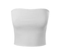MixMatchy Women's Causal Strapless Basic Sexy Tube Top, White, S
