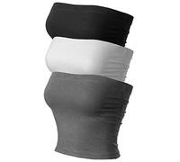 MixMatchy Women's Causal Strapless Double Layered Basic Sexy Tube Top - black - Small