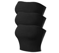 MixMatchy Women's Causal Strapless Double Layered Basic Sexy Tube Top - Pack, 3pack - Black/Black/Black, M