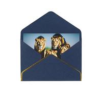 MIXMEY A Pack Of Lions Print Blank Greeting Cards, Pearl Paper Envelopes Suitable For Various Occasions - Anniversary Cards, Thank You Cards, Holiday Cards, Wedding Cards, Congratulations, And More