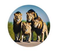 MIXMEY A Pack of Lions Print Washable Round Cloth Mousepad Pad for Office Laptops, Non Slip Rubber Base Mousepad Pad for Desktop Wireless Mice