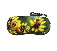 MIXMEY Bees And Flower Print Glasses Case Sunglasses Case Suitable For Frame Glasses Sunglasses Decorative Case 6.7x3.1 In