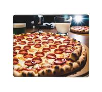 MIXMEY Big Pizza Print Square Cloth Mousepad Pad, Non Slip Washable Rubber Base Mousepad Pad for Office Desktop Laptops Wireless Mice 7x9 in