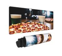 MIXMEY Big Pizza Print Washable Oversize Cloth Mousepad Pad for Office Laptops,Non Slip Rubber Base Keyboard Pad for Desktop Wireless Mice