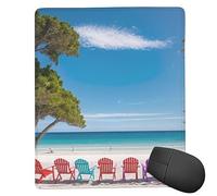 MIXMEY Color Chairs On The Beach Print Square Cloth Mousepad Pad, Non Slip Washable Rubber Base Mousepad Pad for Office Desktop Laptops Wireless Mice 7x9 in