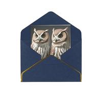 MIXMEY Cute Owls Print Blank Greeting Cards, Pearl Paper Envelopes Suitable For Various Occasions - Anniversary Cards, Thank You Cards, Holiday Cards, Wedding Cards, Congratulations, And More