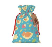 MIXMEY Duck Printed Patterns Print Christmas Gift Bags Xmas Present Bags With Gift Tag Candy Bags For Wrapping Gifts For Halloween Birthday Wedding (S/M)