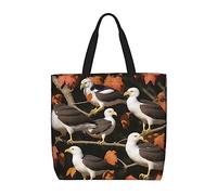 MIXMEY Eagle On The Branch Print Tote Bag Women Single Shoulder Leisure Bag Multi-Purpose Large Shopping Bag