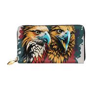 MIXMEY Eagles Head Pattern Print Men'S And Women'S Leather Wallet,Mobile Phone Bag,Soft Leather Printed Zipper,Multi Card Slot Wallet