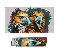 MIXMEY Eagles Head Pattern Print Oversize Cloth Mousepadpad Pad 16x29.5 in, Non Slip Washable Rubber Base Keyboard Pad for Office Laptops Desktop Wireless Mice