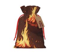 MIXMEY Fire Print Patterns Print Christmas Gift Bags Xmas Present Bags With Gift Tag Candy Bags For Wrapping Gifts For Halloween Birthday Wedding (S/M)