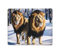 MIXMEY Lions in The Snow Print Square Cloth Mousepad Pad, Non Slip Washable Rubber Base Mousepad Pad for Office Desktop Laptops Wireless Mice 7x9 in