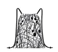 MIXMEY Musical Notation Print Pattern Print Waterproof Fitness Drawstring Bag,Men Women Sports Backpack Yoga Bag,With Zipper
