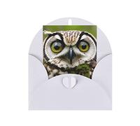 MIXMEY Owl Print Blank Greeting Cards, Love Buttons, Pearl Paper Envelopes Suitable For Various Occasions - Anniversary Cards, Thank You Cards, Holiday Cards, Wedding Cards, Congratulations, And More