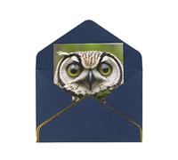 MIXMEY Owl Print Blank Greeting Cards, Pearl Paper Envelopes Suitable For Various Occasions - Anniversary Cards, Thank You Cards, Holiday Cards, Wedding Cards, Congratulations, And More