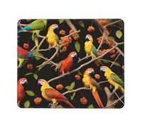 MIXMEY Parrot On The Branch Print Washable Square Cloth Mousepad Pad for Office Laptops, Non Slip Rubber Base Mousepad Pad for Desktop Wireless Mice