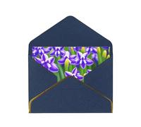 MIXMEY Purple Hyacinth Print Blank Greeting Cards, Pearl Paper Envelopes Suitable For Various Occasions - Anniversary Cards, Thank You Cards, Holiday Cards, Wedding Cards, Congratulations, And More