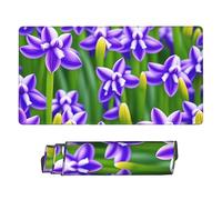 MIXMEY Purple Hyacinth Print Oversize Cloth Mousepadpad Pad 16x29.5 in, Non Slip Washable Rubber Base Keyboard Pad for Office Laptops Desktop Wireless Mice