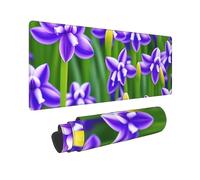 MIXMEY Purple Hyacinth Print Washable Oversize Cloth Mousepad Pad for Office Laptops,Non Slip Rubber Base Keyboard Pad for Desktop Wireless Mice