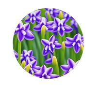 MIXMEY Purple Hyacinth Print Washable Round Cloth Mousepad Pad for Office Laptops, Non Slip Rubber Base Mousepad Pad for Desktop Wireless Mice