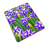 Mixmey Purple Hyacinth Print Washable Square Cloth Mousepad Pad for Office Laptops, Non Slip Rubber Base Mousepad Pad for Desktop Wireless Mice