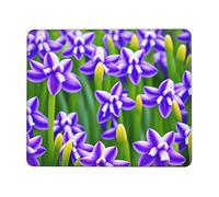MIXMEY Purple Hyacinth Print Washable Square Cloth Mousepad Pad for Office Laptops, Non Slip Rubber Base Mousepad Pad for Desktop Wireless Mice