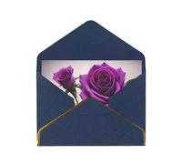 MIXMEY Purple Rose Print Blank Greeting Cards, Pearl Paper Envelopes Suitable For Various Occasions - Anniversary Cards, Thank You Cards, Holiday Cards, Wedding Cards, Congratulations, And More