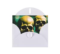 MIXMEY Terrible Skull Head Print Blank Greeting Cards Love Buttons Pearl Paper Envelopes Thank You Cards Holiday Cards Wedding Cards.